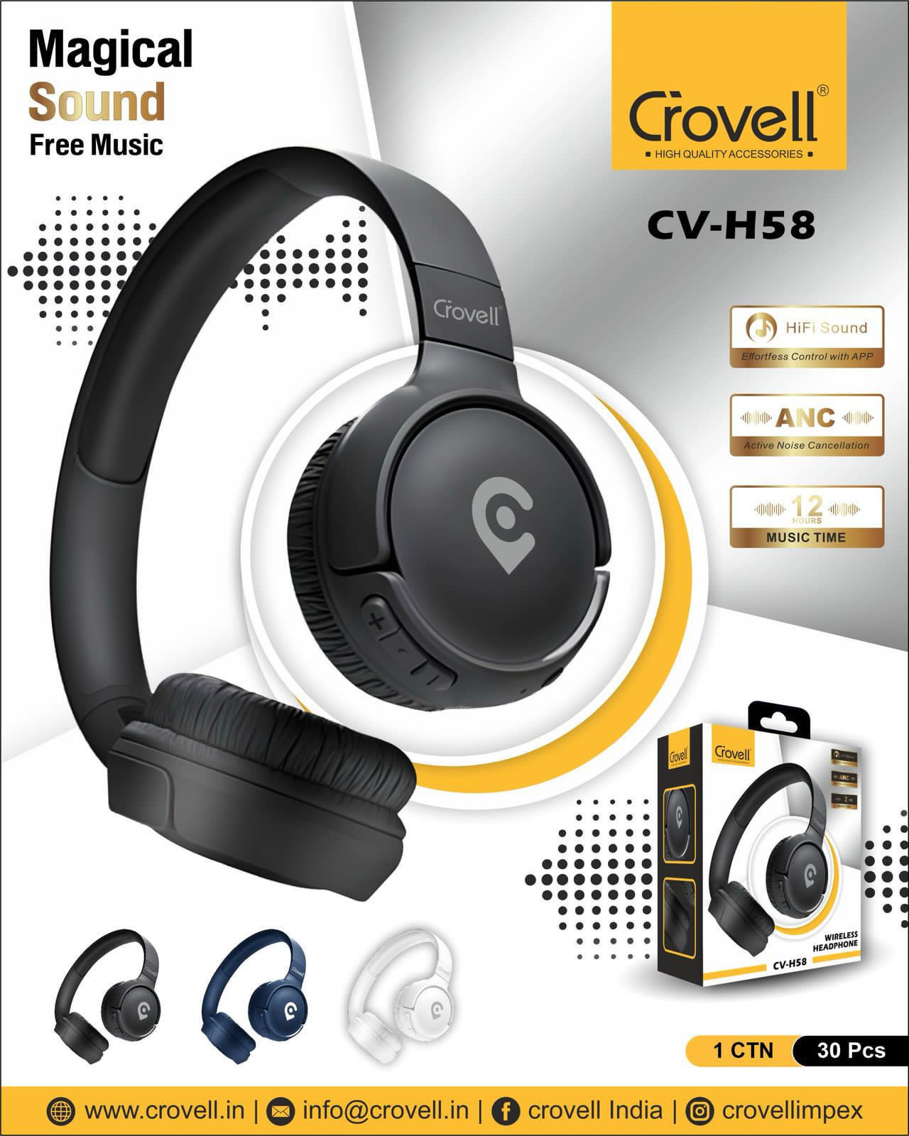 CROVELL CV-H58 12 HOURS MUSIC TIME WIRELESS
